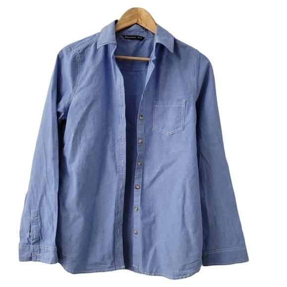 BUTTON Down Cotton Blue Denim Jean Shirt Size M - Picture 4 of 9
